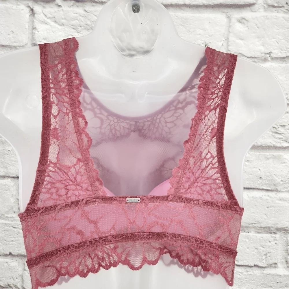 Pink Victoria Secret Rose Color Lace Bralette Size Small - Picture 4 of 12